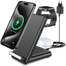 Carica l'immagine nel visualizzatore di Gallery, Caricatore wireless 3 in 1 per iPhone 18 17 16 15, per Apple Watch/Air-Pods