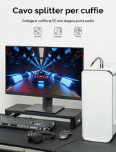 Carica l'immagine nel visualizzatore di Gallery, VENTION Sdoppiatore Cuffie Doppio Jack 3,5mm in Alluminio Maschio a Femmina Cavo Audio 2 in 1 con Microfono per Notebook