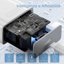 Carica l'immagine nel visualizzatore di Gallery, Caricatore USB C, Presa USB C 25W Ricarica Rapido, Spina Tipo C Alimentatore PD Adattatore da Muro Caricabatterie Veloce