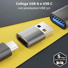 Carica l'immagine nel visualizzatore di Gallery, deleyCON Adattatore USB C (2 Pezzi) USB 3.0 5 Gbps - Presa USB-C A Spina USB-A - per iPhone Serie 17/16/15, iPad, Galaxy
