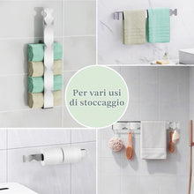 Carica l'immagine nel visualizzatore di Gallery, Alyvisun Porta Salviette da Bagno, Portasciugamani Adesivo Monoblocco con Ganci, Porta Asciugamani in Acciaio Inossidabile 304 per Bagno, Cucina e Doccia