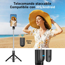 Carica l'immagine nel visualizzatore di Gallery, Bastone Selfie Treppiede,125 cm Treppiede Smartphone Selfie Stick