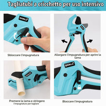Carica l'immagine nel visualizzatore di Gallery, SHALL Tagliatubi in plastica da 1-5/8 (44 mm), Tagliatubi in PVC, Tagliatubi a cricchetto per tagliare tubi in plastica 