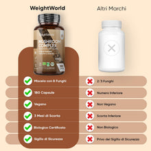 Carica l'immagine nel visualizzatore di Gallery, Miscela Funghi Bio con Zenzero, 8 Funghi, 180 Capsule Vegane, 3 Mesi