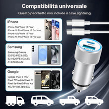 Carica l'immagine nel visualizzatore di Gallery, Caricatore Auto USB C 60W con 1M Cavo Type C Ricarica Rapida per iPhone 18 17 16 15 Pro Max/Plus,Samsung Galaxy S25 S25 