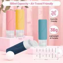 Carica l'immagine nel visualizzatore di Gallery, Alyvisun 4 Pezzi Flaconi da Viaggio in Silicone, [Ricaricabili &amp; Anti-Perdita] Contenitori Viaggio Liquidi, Boccette da Viaggio 100ml per Shampoo, Lozione, Cosmetici