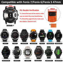 Carica l'immagine nel visualizzatore di Gallery, Cinturino per Garmin Fenix 7 Pro/Fenix 6 Pro/EPIX, Cinturino in Nylon a Strappo da 22 mm con Passante per Fenix 5/EPIX P