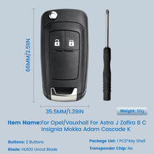 Carica l'immagine nel visualizzatore di Gallery, 2 Pulsante Custodia a distanza per Opel Astra J Corsa E Cascade Zafira Karl