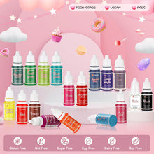 Carica l'immagine nel visualizzatore di Gallery, Coloranti Alimentari a 18 Colori x 10ML,Colorante Alimentare Vívido Concentrati Liquido per Decorare Torte,Cucinare,Glas