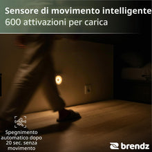 Carica l'immagine nel visualizzatore di Gallery, Brendz Luce Armadio LED con Sensore Rotonda, Luce Notturna, Ricaricabile USB-C, Magnetica, 2 pezzi, Bianco Caldo 3000K, 