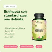 Carica l'immagine nel visualizzatore di Gallery, ECHINACEA | 2.900 mg (4:1) | 4% di Polifenoli | Dall’Europa | Integratore per Difese Immunitarie Adulti | 120 capsule (4