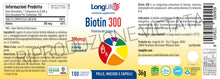 Carica l'immagine nel visualizzatore di Gallery, LongLife® Biotin 300 | Integratore di biotina a dosaggio ottimale | Benessere di pelle, capelli, unghie | Oltre 3 mesi d