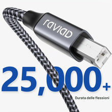 Carica l'immagine nel visualizzatore di Gallery, RAVIAD Cavo Stampante USB 2.0 [2M] Cavo USB Tipo A Maschio a Tipo B Maschio