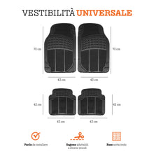Carica l'immagine nel visualizzatore di Gallery, Tappetini universali per auto, confezione da 4 pezzi (2 anteriori e 2 posteriori), tappetini antiscivolo auto, tappetini