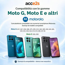 Carica l'immagine nel visualizzatore di Gallery, acce2s Caricabatterie rapido per Motorola Moto G56 G75 G35 G15 G85 G05 G84 G54 G34 G24 G14 G04 G53 G13 G23 E20 G51 5G Do
