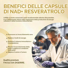 Carica l'immagine nel visualizzatore di Gallery, NAD+ 1500 mg con Resveratrolo, Integratore Anti‑Invecchiamento e Anti‑Età, Sostegno di Energia, Vegetariane, 120 Capsule