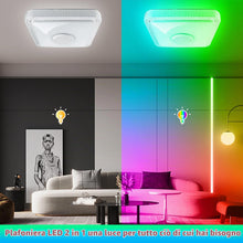 Carica l'immagine nel visualizzatore di Gallery, RGB Plafoniera LED Soffitto con Telecomando e APP, 30W Lampada da Soffitto con Altoparlante Bluetooth Tondo Lampadario R