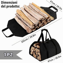 Carica l'immagine nel visualizzatore di Gallery, ZONSUSE Borsa per Legna da Ardere in Tela Impermeabile, Borsa Portatile per Legna, Sacca Pieghevole da Camino, Borsa por