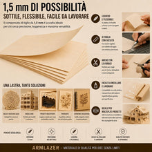 Carica l'immagine nel visualizzatore di Gallery, ARMLAZER COMPENSATO A4 300 x 210 х 1,5mm, 16 Pezzi, Pannelli di Legno, Pirografia, Tavola Modello Casa, Fai Da Te Fatto 