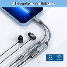 Carica l'immagine nel visualizzatore di Gallery, Adattatore da USB C a jack da 3,5 mm e caricabatterie, adattatore 2 in 1 da USB C a jack audio AUX con cavo di ricarica 