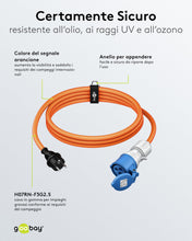 Carica l'immagine nel visualizzatore di Gallery, goobay Cavo adattatore CEE per caravan, 5 m, spina con contatto di protezione a presa CEE con coperchio di chiusura, IP4