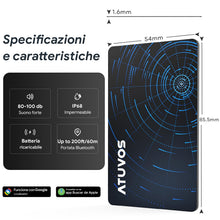 Carica l'immagine nel visualizzatore di Gallery, ATUVOS Air Tag Card Pro per Android &amp; iOS, Dual System Ricaricabile Wallet Tracker Funziona con Google Funzioni Trova o 
