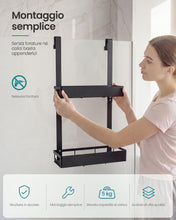 Carica l'immagine nel visualizzatore di Gallery, SONGMICS Mensola Doccia da Appendere senza Foratura, a 2 Ripiani, con Ganci
