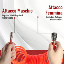 Carica l'immagine nel visualizzatore di Gallery, Tubo Aria Compressa 5m Tubo Spirale PU 5×8mm Rosso | Accessori Compressore Aria con Attacchi Rapidi