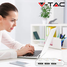 Carica l'immagine nel visualizzatore di Gallery, V-TAC Multipresa Elettrica 9 PRESE con Interruttore e Cavo 1,5mt - 6 Prese Laterali 10/16A Bipasso e 3 Frontali 10/16A B