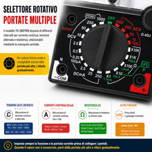 Carica l'immagine nel visualizzatore di Gallery, Topolenashop Multimetro Tester Analogico Portatile con Cavi e Puntali – Voltmetro Amperometro Ohmmetro per Tensione CA/C