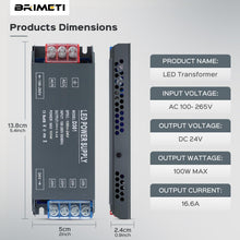 Carica l'immagine nel visualizzatore di Gallery, BRIMETI Alimentatore LED 24V Trasformatore 100W Driver 4,16A Slim Transformer AC 220V a DC 24V Netzteil Interruttore Ada