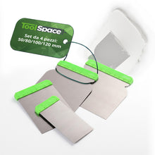 Carica l'immagine nel visualizzatore di Gallery, ToolSpace Set Spatole Giapponesi 4 Pezzi Acciaio Inossidabile Inox 50 80 100 120 mm Stucco Finitura Pareti Carrozzeria B