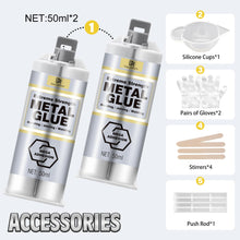 Carica l'immagine nel visualizzatore di Gallery, Colla per Metalli Bicomponente - Adesivo Epossidico Extra Forte 100ml per Riparazioni su Acciaio, Alluminio, Plastica, P