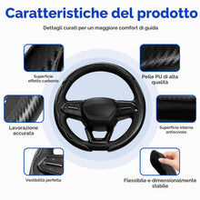 Carica l'immagine nel visualizzatore di Gallery, 3 Pezzi Coprivolante Auto, Fibra di Carbonio, Antiscivolo Segmentato, Rivestimento Volante Stile Farfalla Traspirante, U