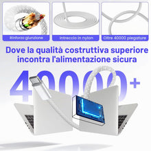 Carica l'immagine nel visualizzatore di Gallery, Cavo da USB C a Magnetic 3 per lavori flessibili a casa, 2 m, 140 W, in nylon, con forte protezione magnetica, compatibi