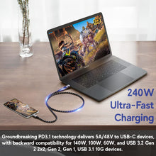 Carica l'immagine nel visualizzatore di Gallery, LINKUP - Cavo USB 4.0 240W 40Gbps Tipo-C Thunderbolt 4 [1,2m] Video 8K@60Hz Ricarica e dati rapida Rivestito resistente 