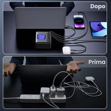 Carica l'immagine nel visualizzatore di Gallery, Stazione di ricarica con 8 porte USB C 60W, 12A, con display LCD per più dispositivi, Caricabatterie intelligente da tav