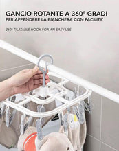 Carica l'immagine nel visualizzatore di Gallery, IPEA Stendibiancheria con Pinze in Plastica per Appendere Vestiti, Intimo, Calzini - 26 x 26 cm - Stendi Bancheria con 16 Mollette uso Interno o Esterno per Appendere e Asciugare Abiti o Asciugamani
