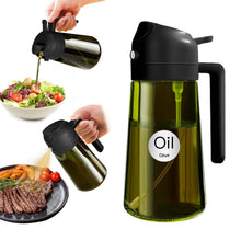 Carica l'immagine nel visualizzatore di Gallery, YARRAMATE Spruzzino Olio in Vetro Luce Blocco Scuro Verde per Friggitrice Aria 2 in 1, 470 ml Dosatore d'Oliva Bottiglia