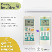 Carica l'immagine nel visualizzatore di Gallery, Wellclima Telecomando Universale per Condizionatori Daikin, Compatibilità Garantita, Design Simile all'Originale, Fino a