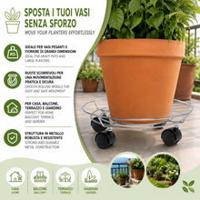 Carica l'immagine nel visualizzatore di Gallery, IPEA Carrello Sottovaso con Ruote per Vasi e Fioriere - 36 cm - Supporto Base Mobile in Metallo per Piante e Fiori per C