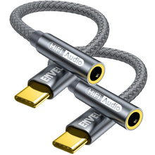 Carica l'immagine nel visualizzatore di Gallery, Adattatore USB C jack 3,5mm,tipo C a 3,5mm Cavo Chip DAC per Cuffie Gray