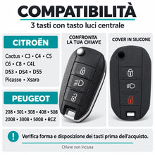 Carica l'immagine nel visualizzatore di Gallery, Cover Chiave Auto in Silicone Telecomani Compatibile con Citroen Cactus C3 C4 C5 C6 C8 DS3 DS4 DS5 Picasso Xsara Peugeot
