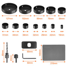 Carica l'immagine nel visualizzatore di Gallery, Brevanza 16 Pièces Seghe a Tazza 19-127mm, Sega a Tazza in Scciaio al Carbonio con Custodia Trasporto, Fresa a Tazza con