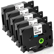 Carica l'immagine nel visualizzatore di Gallery, Nastro per Etichette Fimax Compatibile In sostituzione di Brother P-touch Laminato Tape Cassetta TZe-231 12mm per PT-H107B H105 H200 H100LB H100R 1000 1010 P300BT H110 (Bianco, 5Pz.)