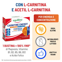 Carica l'immagine nel visualizzatore di Gallery, Equilibra Carnitina con L-Carnitina e Acetil L-Carnitina 200mg, 12 Bustine