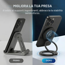 Carica l'immagine nel visualizzatore di Gallery, Supporto per Cellulare, Anello Magnetico Rotante a 360° e Pieghevole, Cavalletto Magnetico, Supporto Sottile in Metallo,