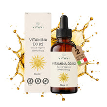 Carica l'immagine nel visualizzatore di Gallery, Vitamina D3 K2 Gocce 2000 UI D3 + 50 µg K2 - 50 ml, Alto Dosaggio