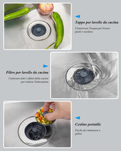 Carica l'immagine nel visualizzatore di Gallery, Hibbent 2 Sets Setaccio per lavello da cucina e tappo combo - Universale 3-in-1 Guscio in acciaio inossidabile con setac