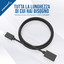Carica l'immagine nel visualizzatore di Gallery, SABRENT Cavo Prolunga USB 3.2 Gen1 (1,8m) Maschio a Femmina, Cavo Estensione USB Trasferimento Dati e Ricarica per Hub &amp;
